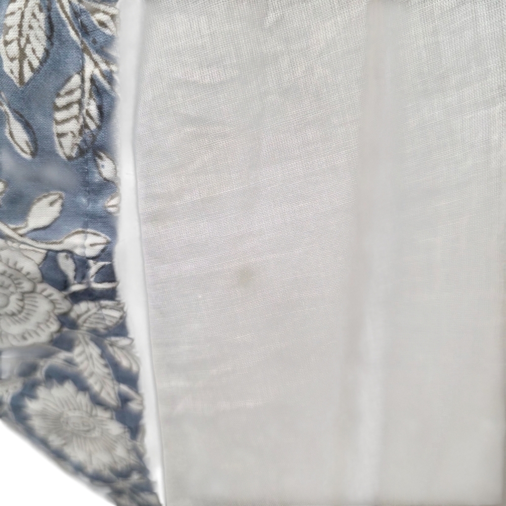 Beau & Ro Dusty Blue Floral Hand Block Print Cotton Boho Peasant Dress Small - Picture 5 of 11